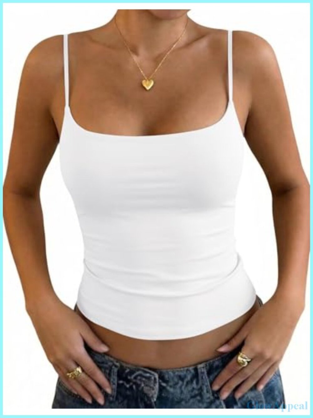 LOMON Womens Padded Cami Top Square Neck Double Lined Slim Fit Camisole